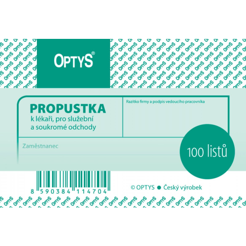 Propustka A7 100 listů (OP 1147)