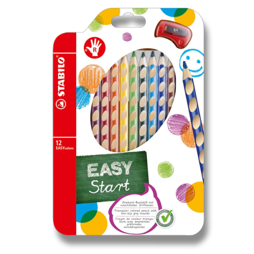 STABILO EASYcolors Pastelky pro praváky - sada 12 barev s ořezávátkem