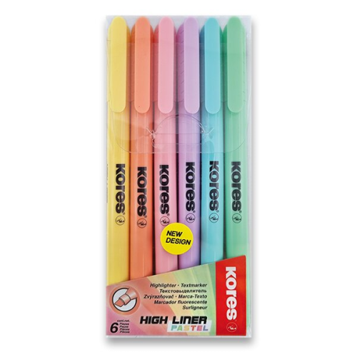 Zvýrazňovač Kores High liner Pastel - sada 6 barev